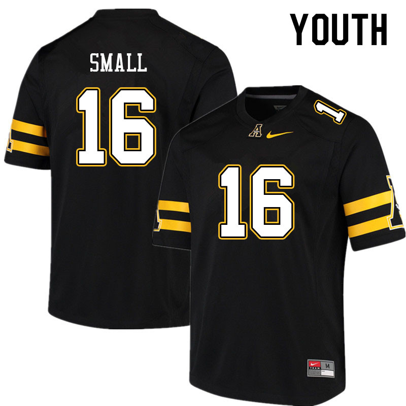 Youth #16 Donte Small Appalachian State Mountaineers College Football Jerseys Sale-Black - Click Image to Close